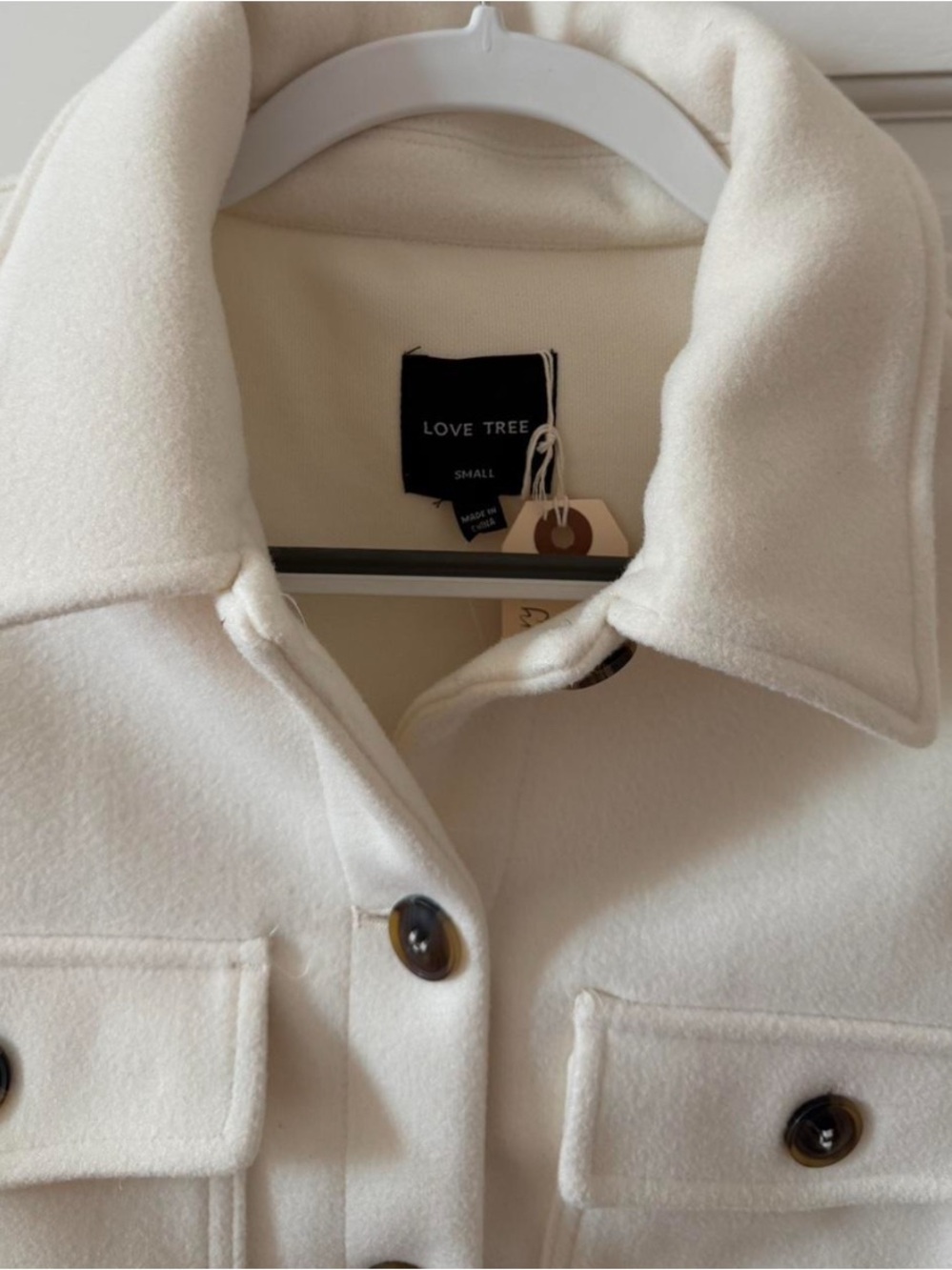 Cream Cropped Button-Front Jacket - Picture 3 of 3